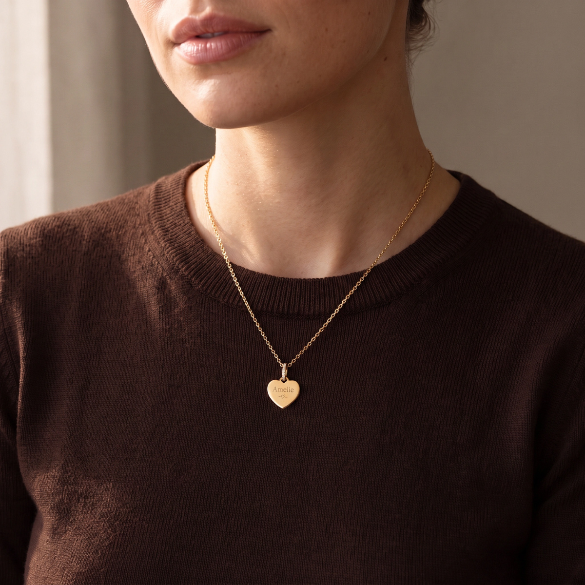 Personalised Heart Necklace - Gold