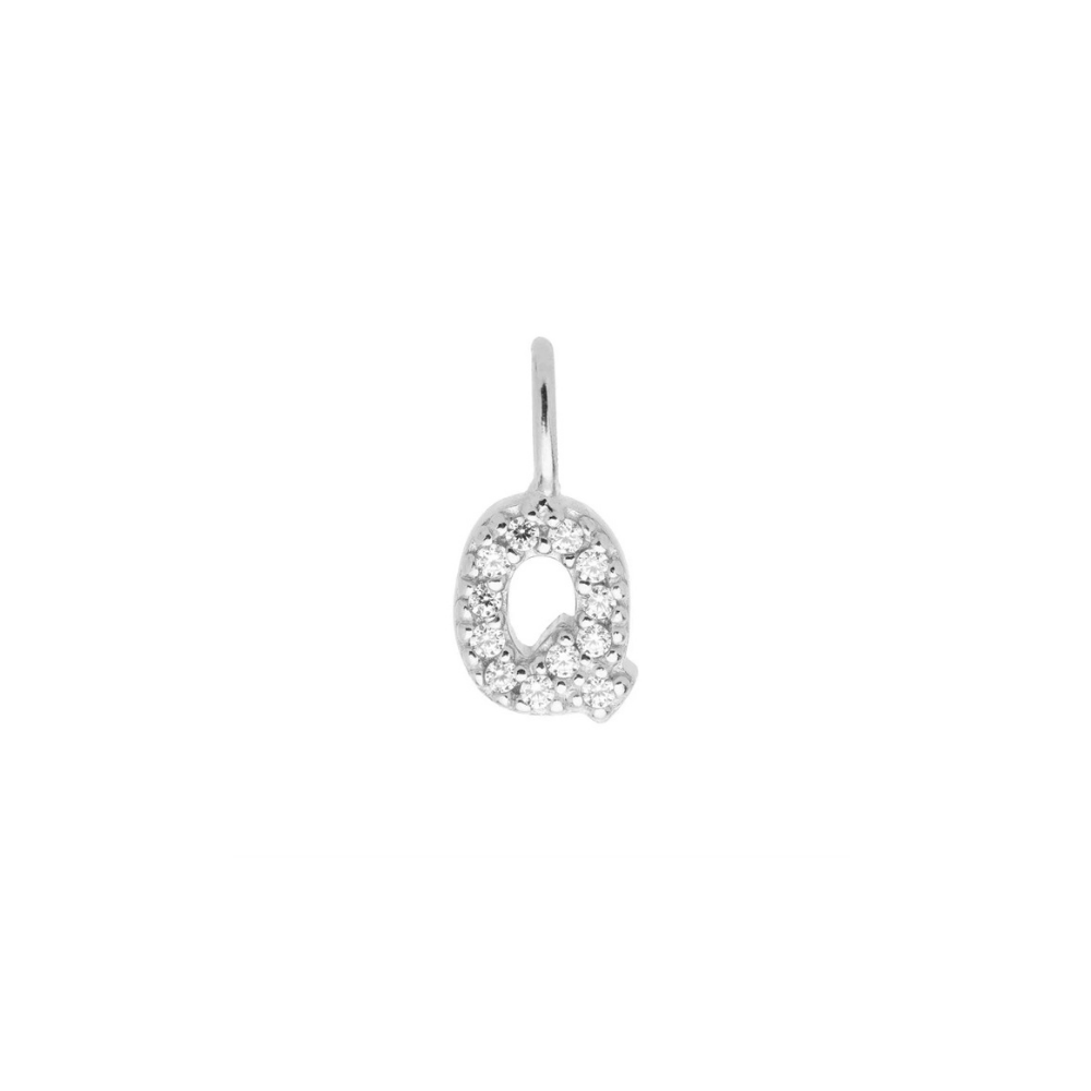 Sterling Silver Mini Crystal Initial Necklace