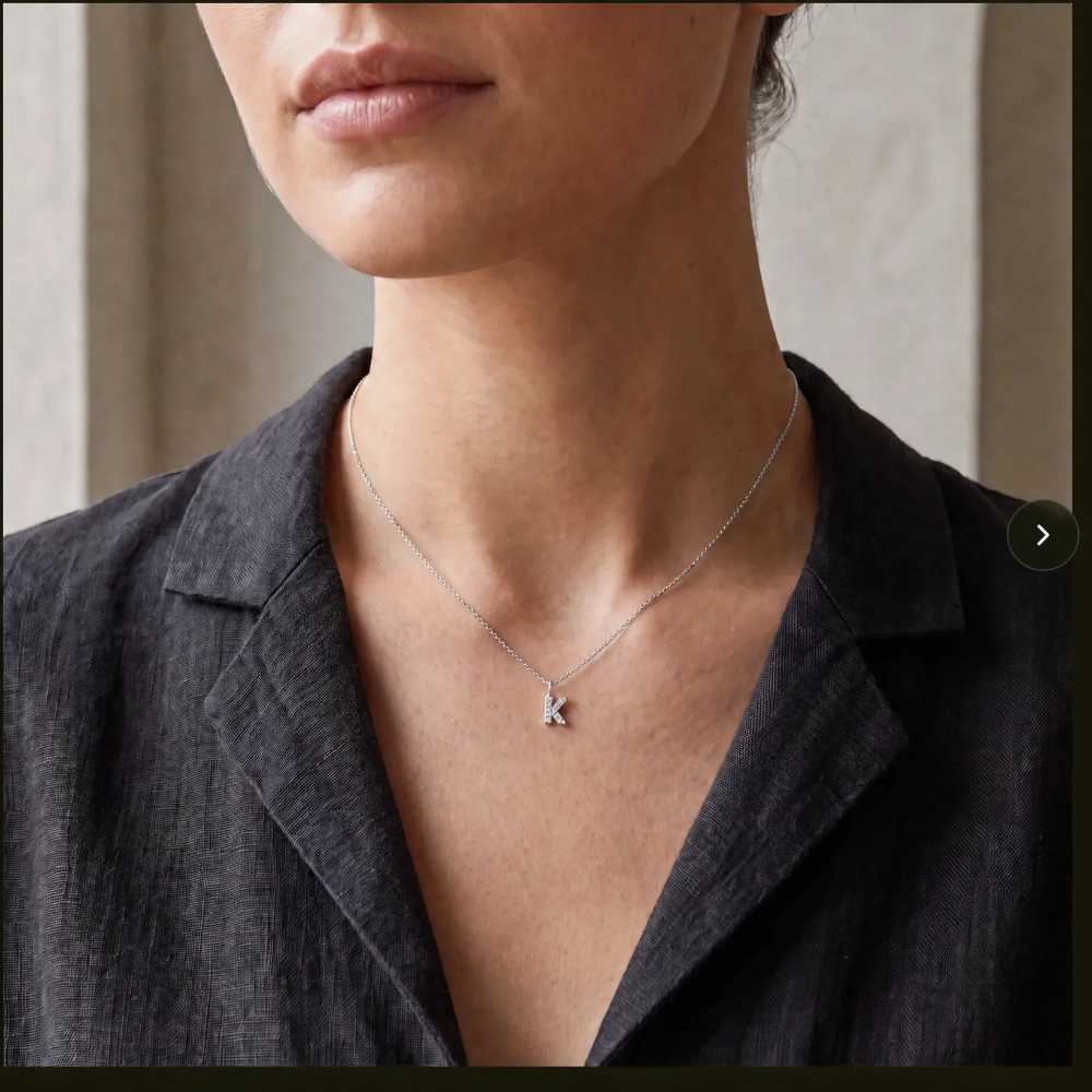 Sterling Silver Mini Crystal Initial Necklace
