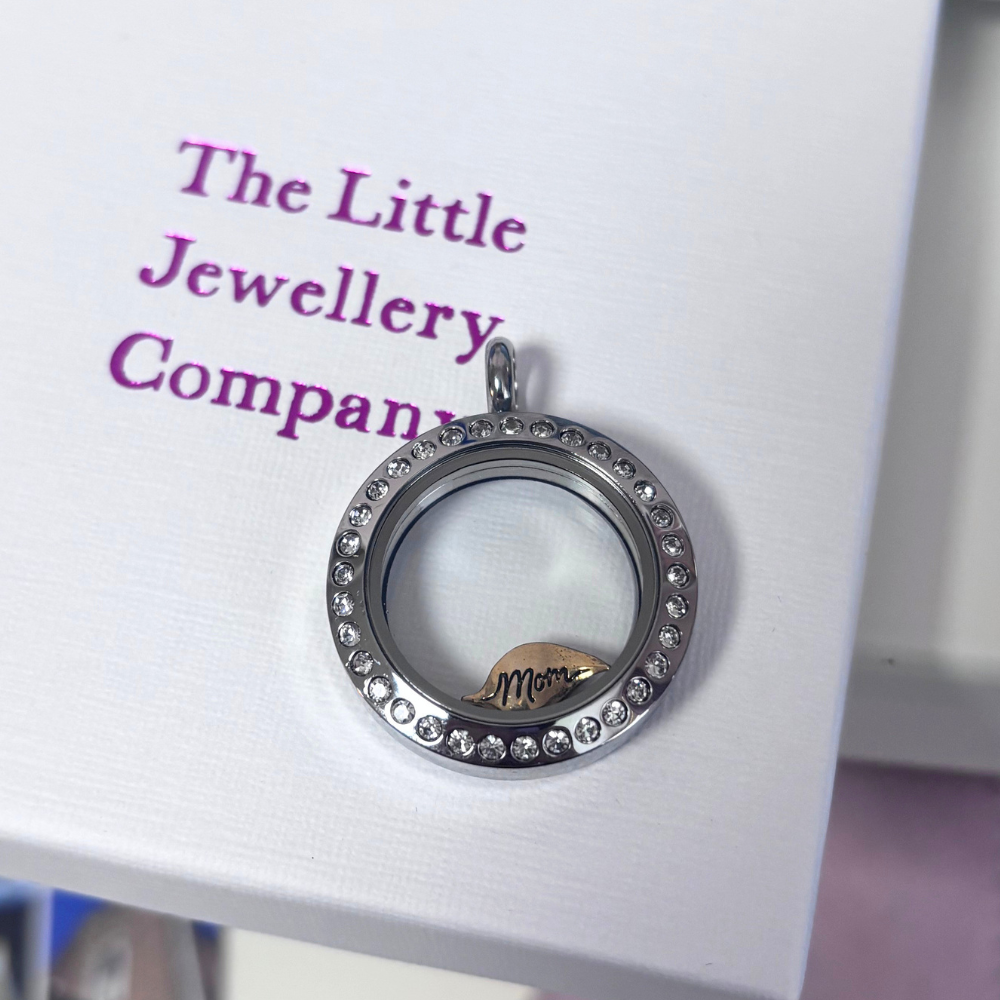 Mom/Leaf (double-sided) Gold Memory Locket Charm