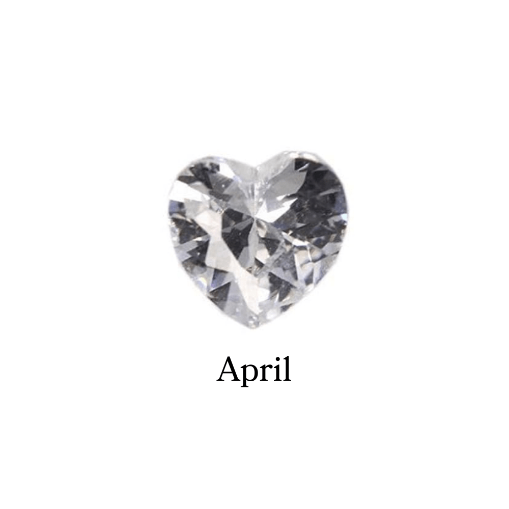Birthstone Crystal Heart (April - Diamond) Memory Locket Charm - The Little Jewellery Company