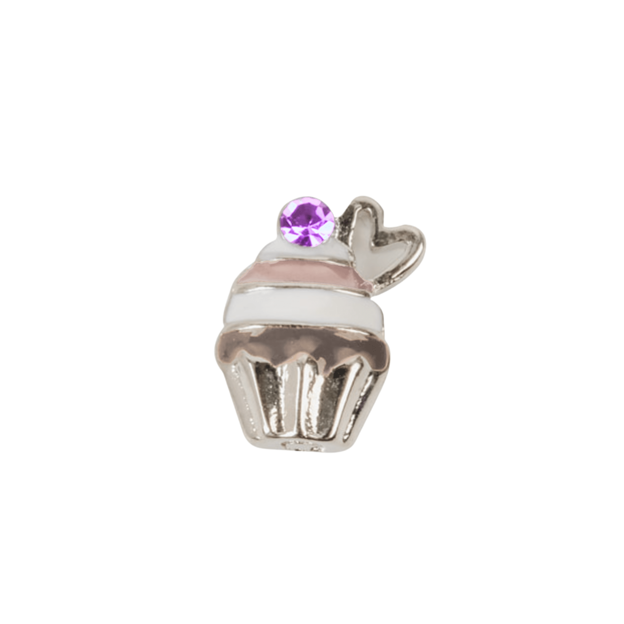Cherry Cupcake (Silver/Lilac) Memory Locket Charm - The Little Jewellery Company