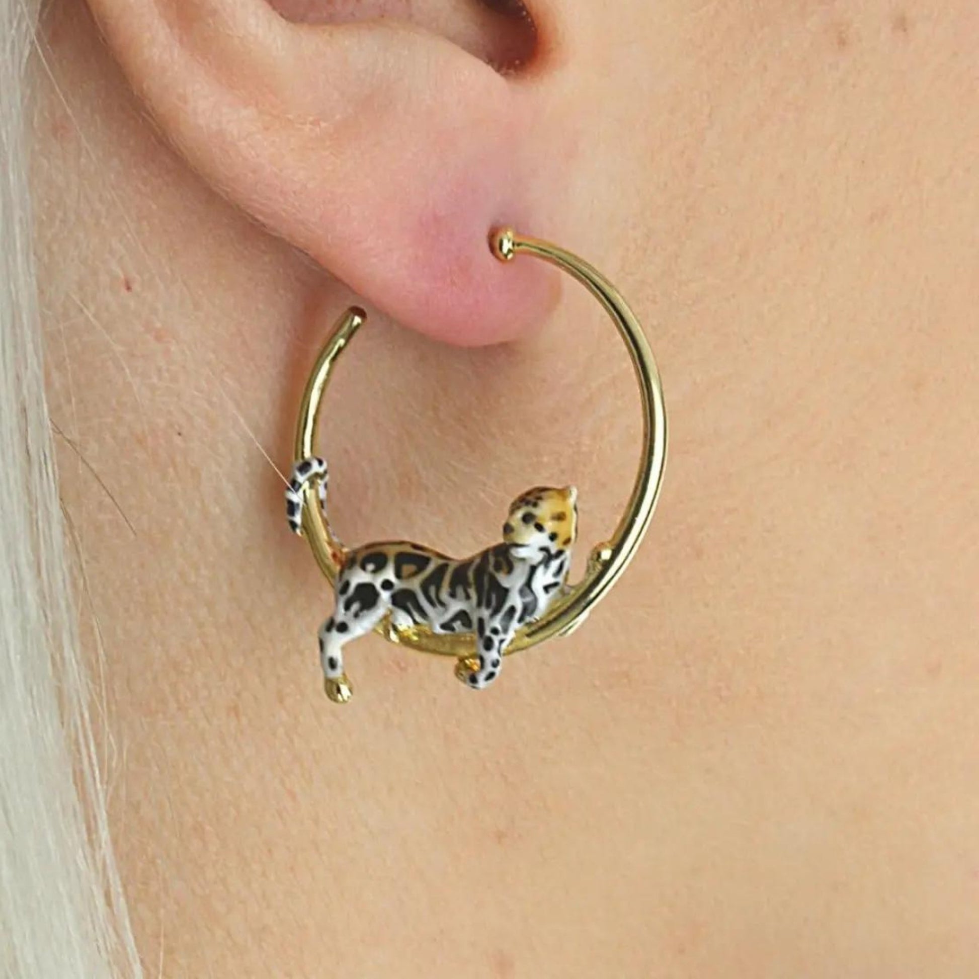Clouded Leopard Hoop Earrings - The Little Jewellery Company