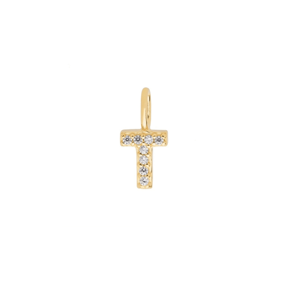 Gold Vermeil Mini Crystal Initial Necklace - The Little Jewellery Company