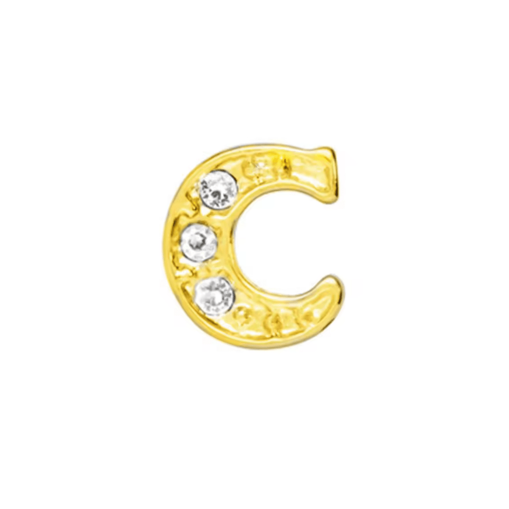 Letter C Memory Locket Charm - Gold - The Little Jewellery Company