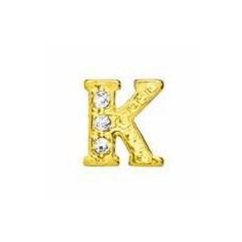 Letter K Memory Locket Charm - Gold - The Little Jewellery Company