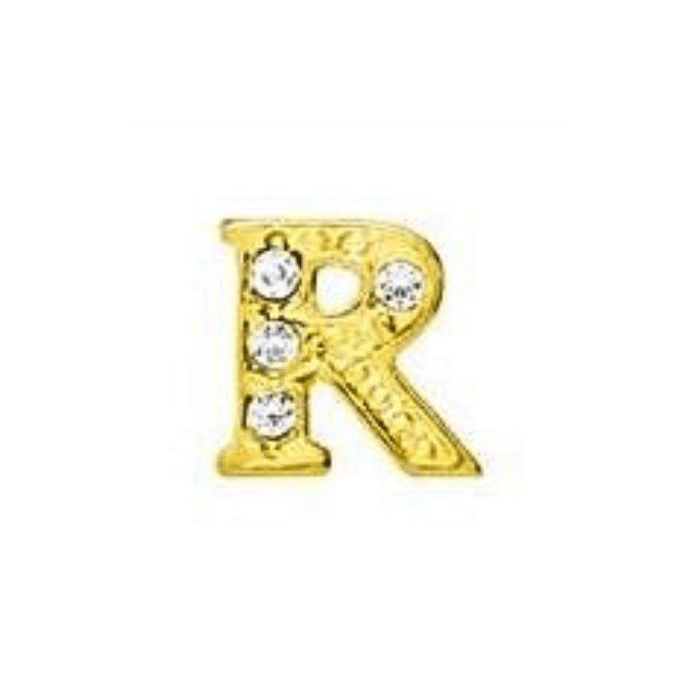 Letter R Memory Locket Charm - Gold - The Little Jewellery Company
