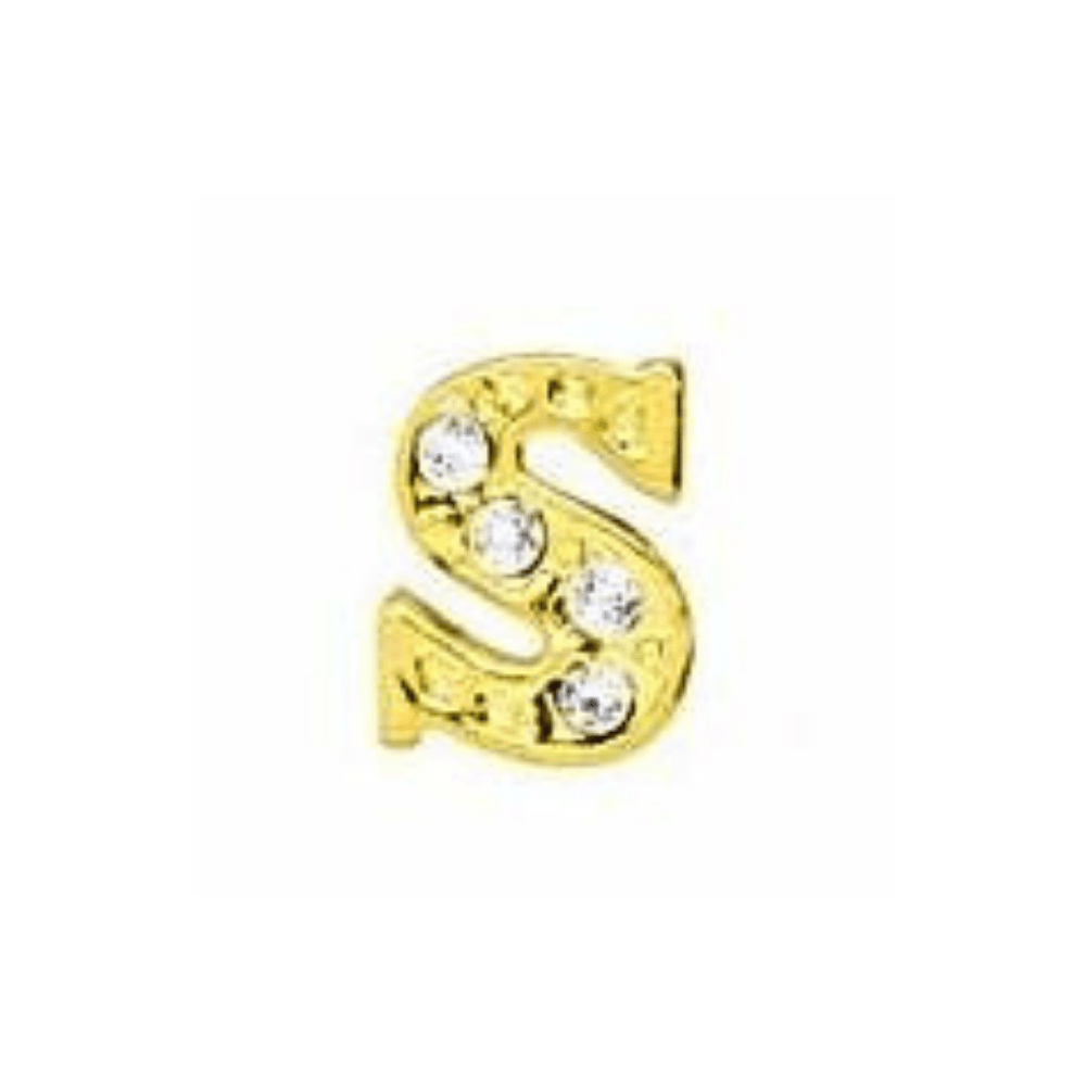 Letter S Memory Locket Charm - Gold - The Little Jewellery Company