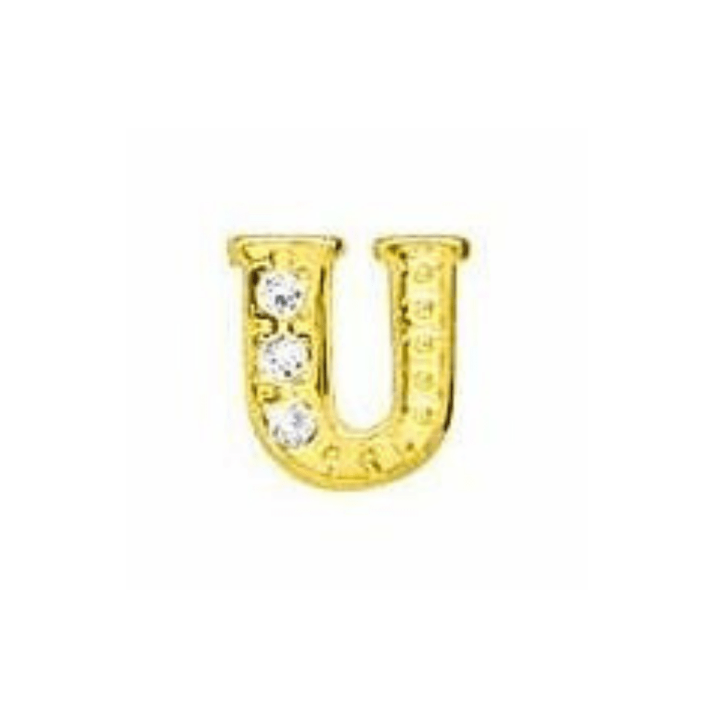 Letter U Memory Locket Charm - Gold - The Little Jewellery Company