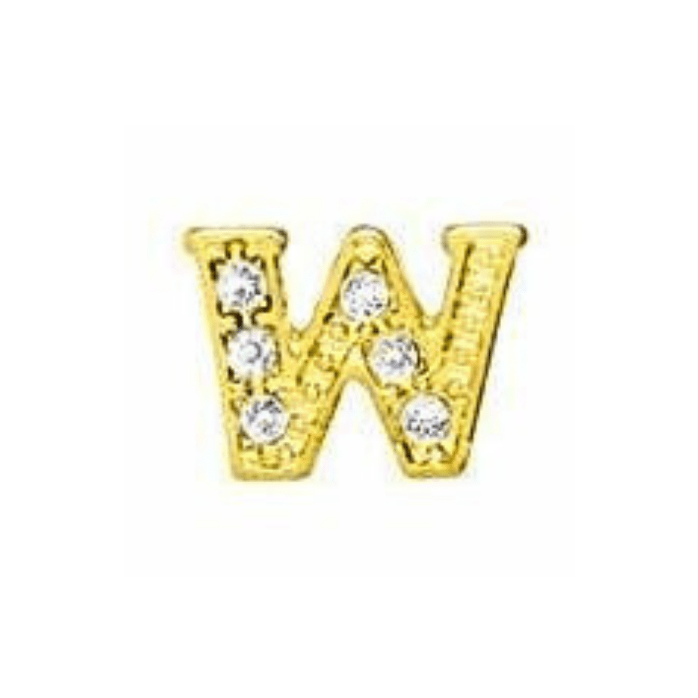 Letter W Memory Locket Charm - Gold - The Little Jewellery Company