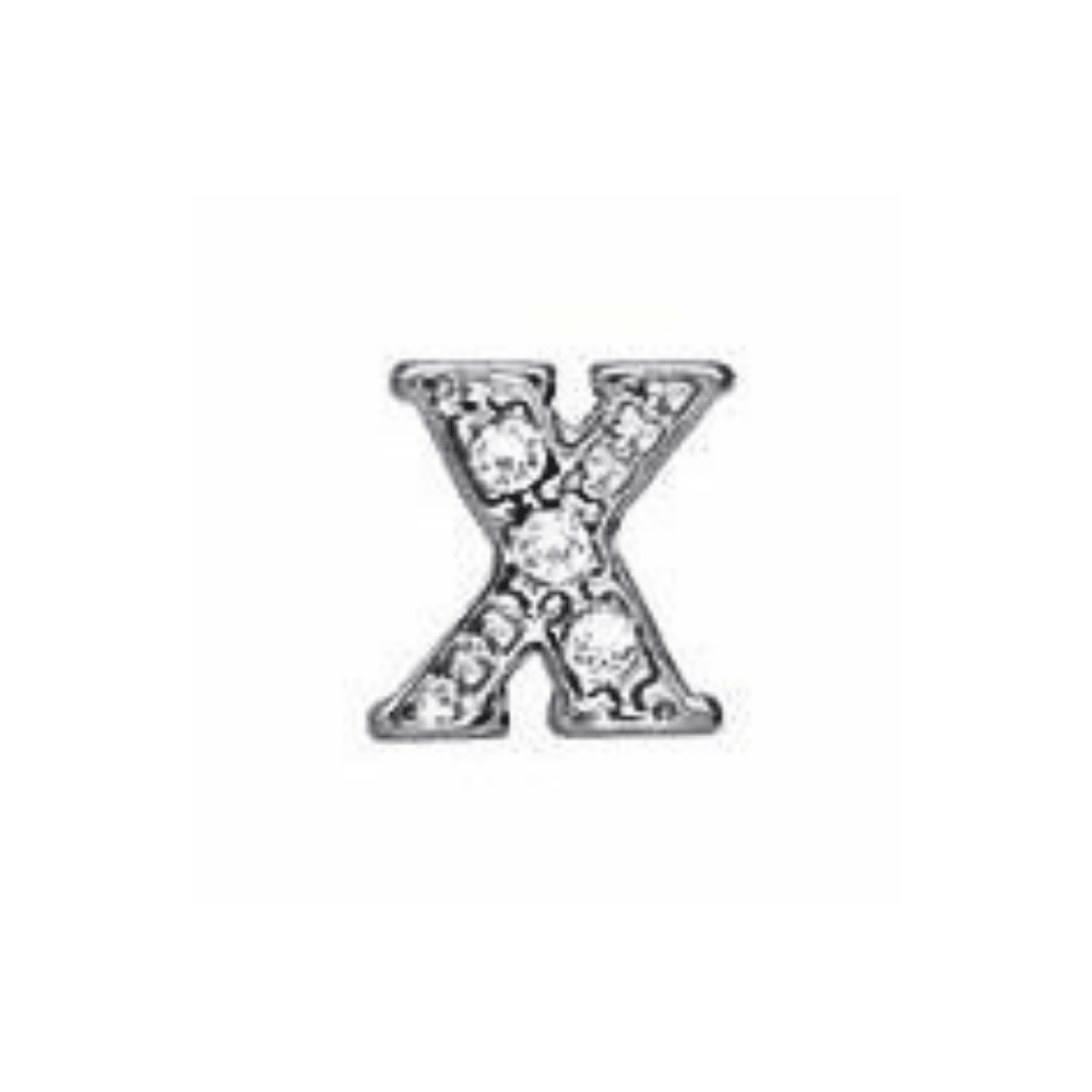 Letter X Memory Locket Charm - Silver - The Little Jewellery Company