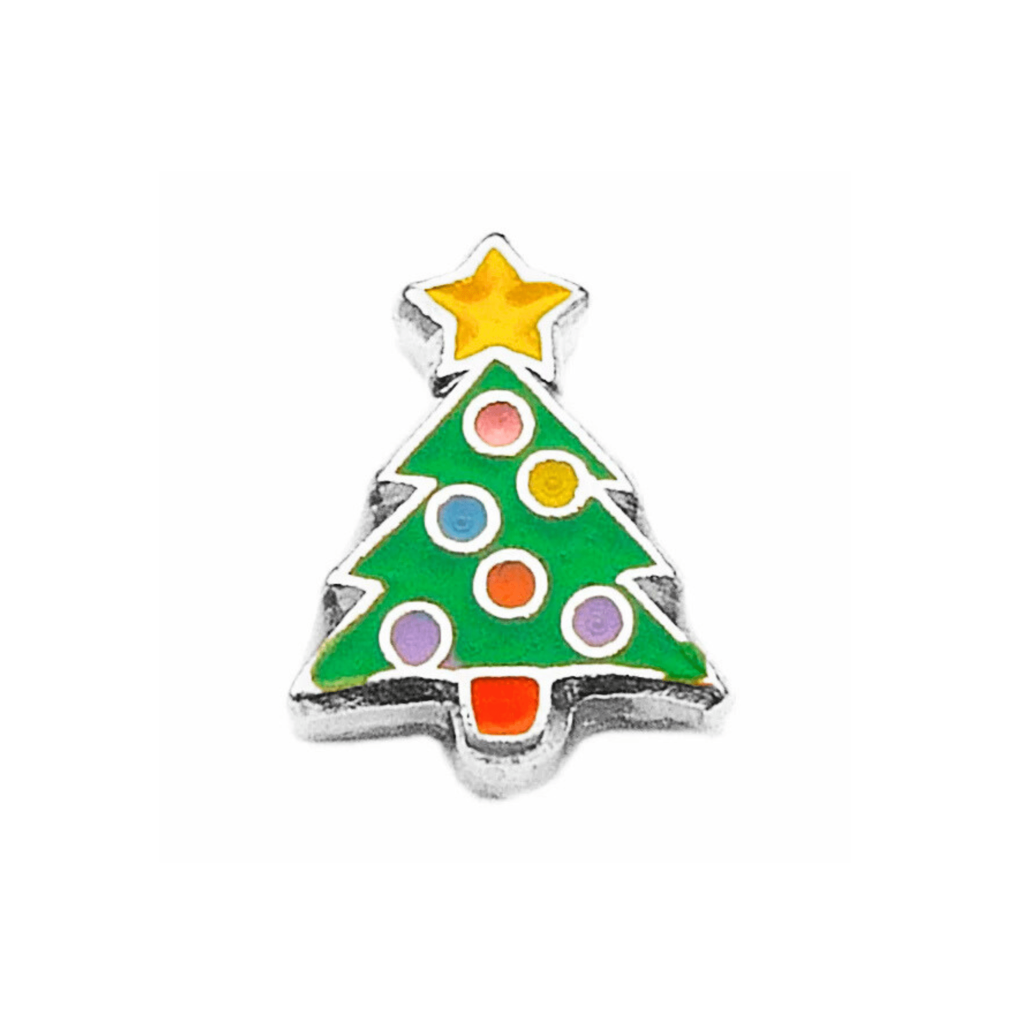 Memory Locket Charm - Christmas Tree with Baubles - The Little Jewellery Company