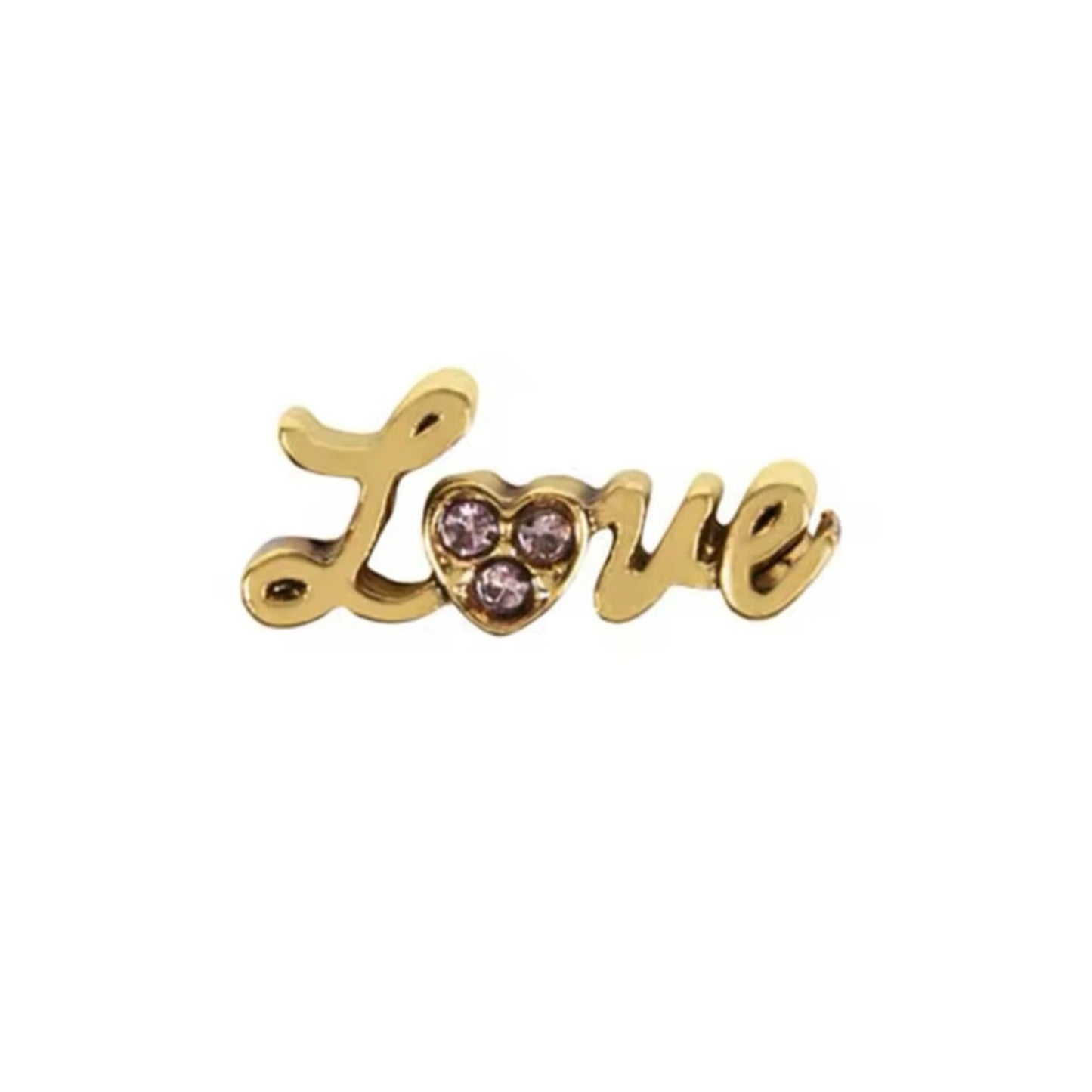 Memory Locket Charm - Love (Gold with Lilac Crystals) - The Little Jewellery Company