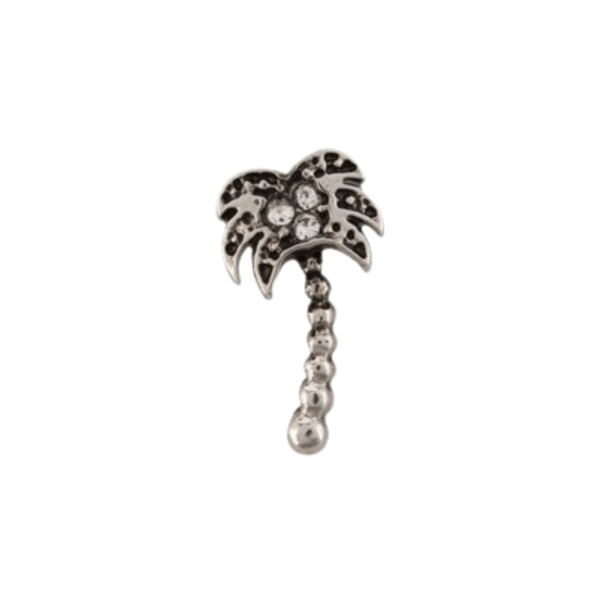 Memory Locket Charm - Palm Tree (Silver and Crystal) - The Little Jewellery Company