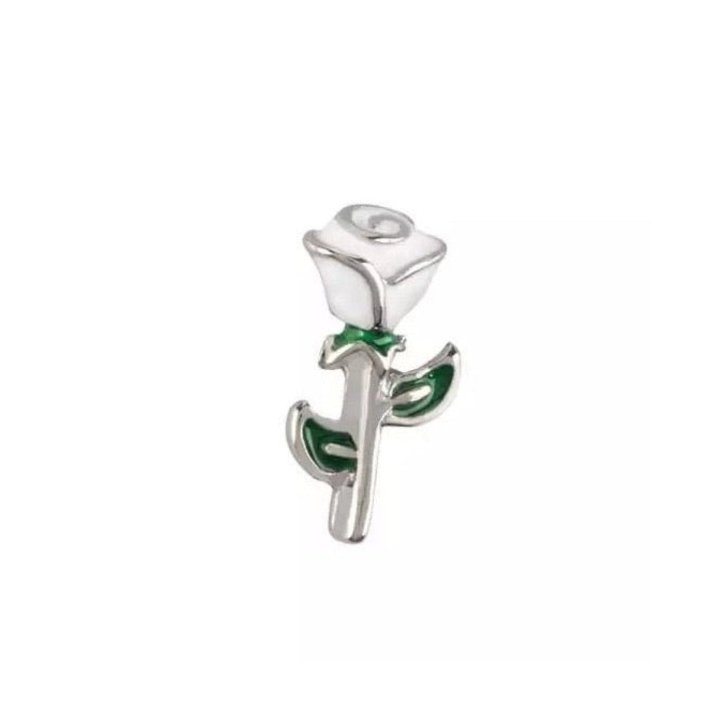 Memory Locket Charm - White Rose
