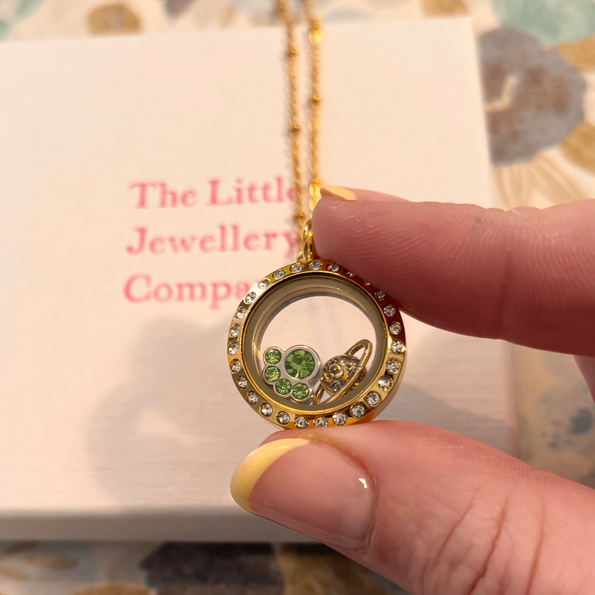 Memory Locket Gold Crystal - Small - The Little Jewellery Company