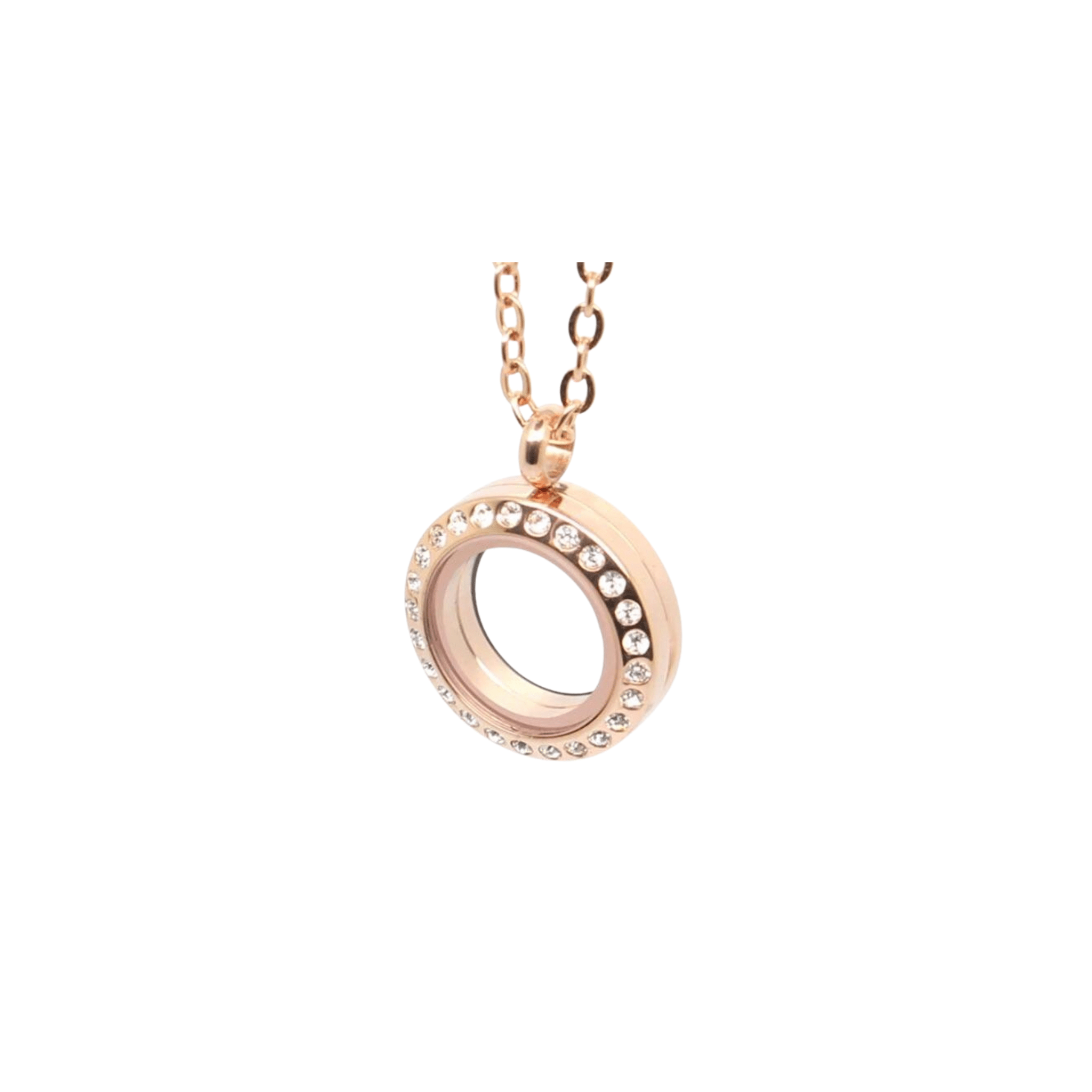 Memory Locket Rose Gold Crystal - Small - The Little Jewellery Company