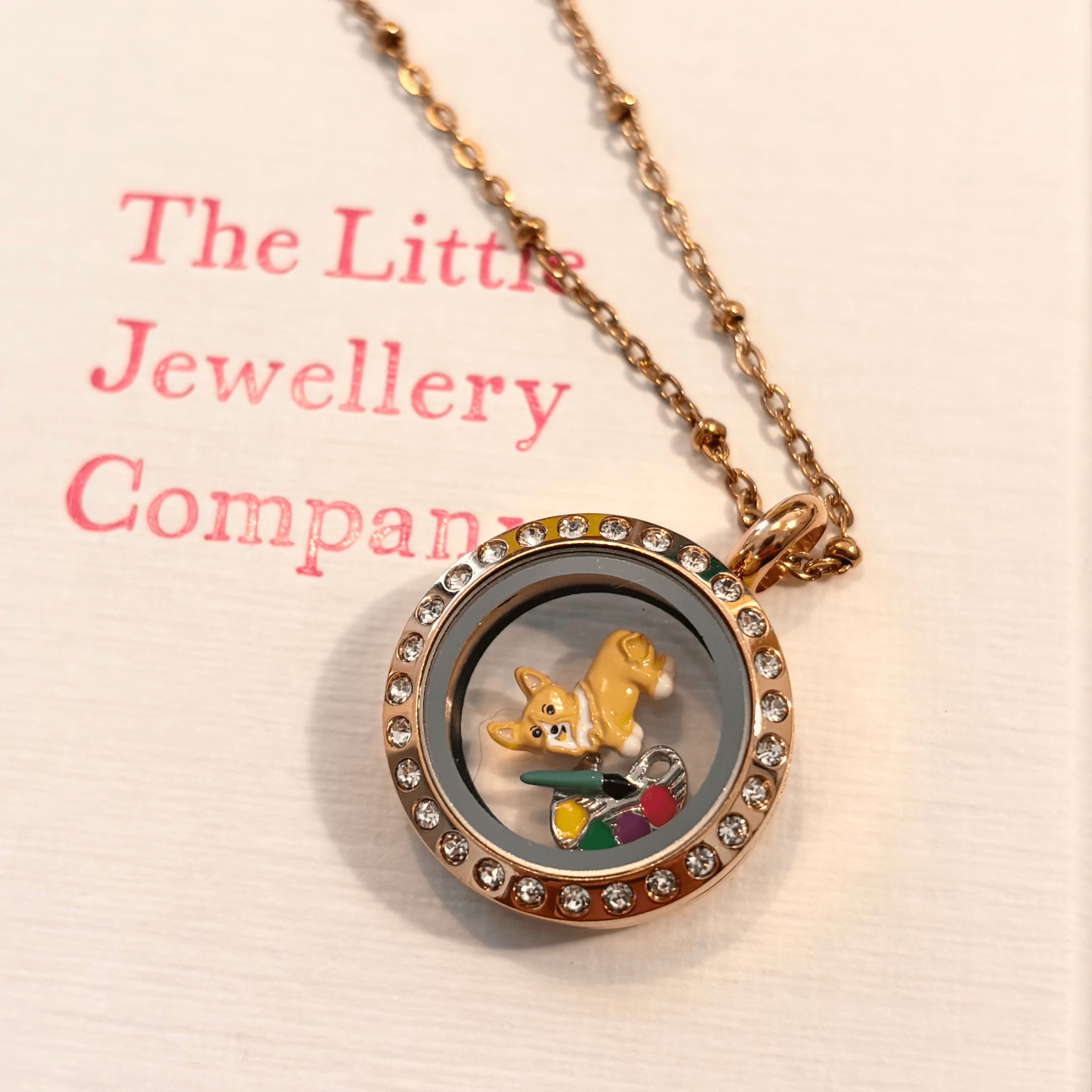 Memory Locket Rose Gold Crystal - Small - The Little Jewellery Company
