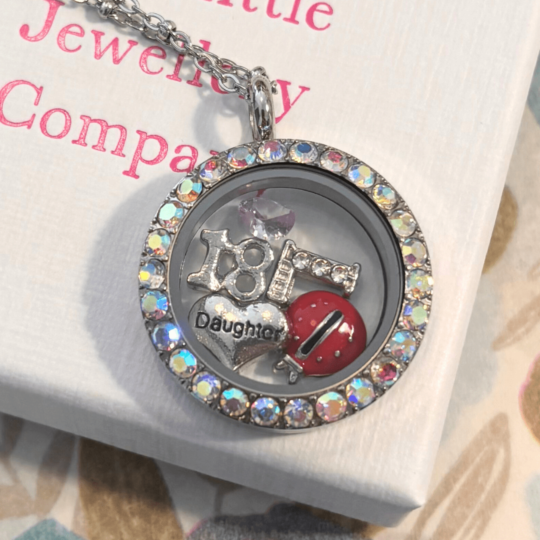 Memory Locket Silver Aurora Crystal - Medium - The Little Jewellery Company