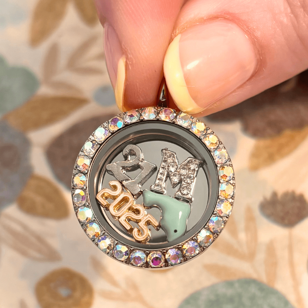 Memory Locket Silver Aurora Crystal - Medium - The Little Jewellery Company