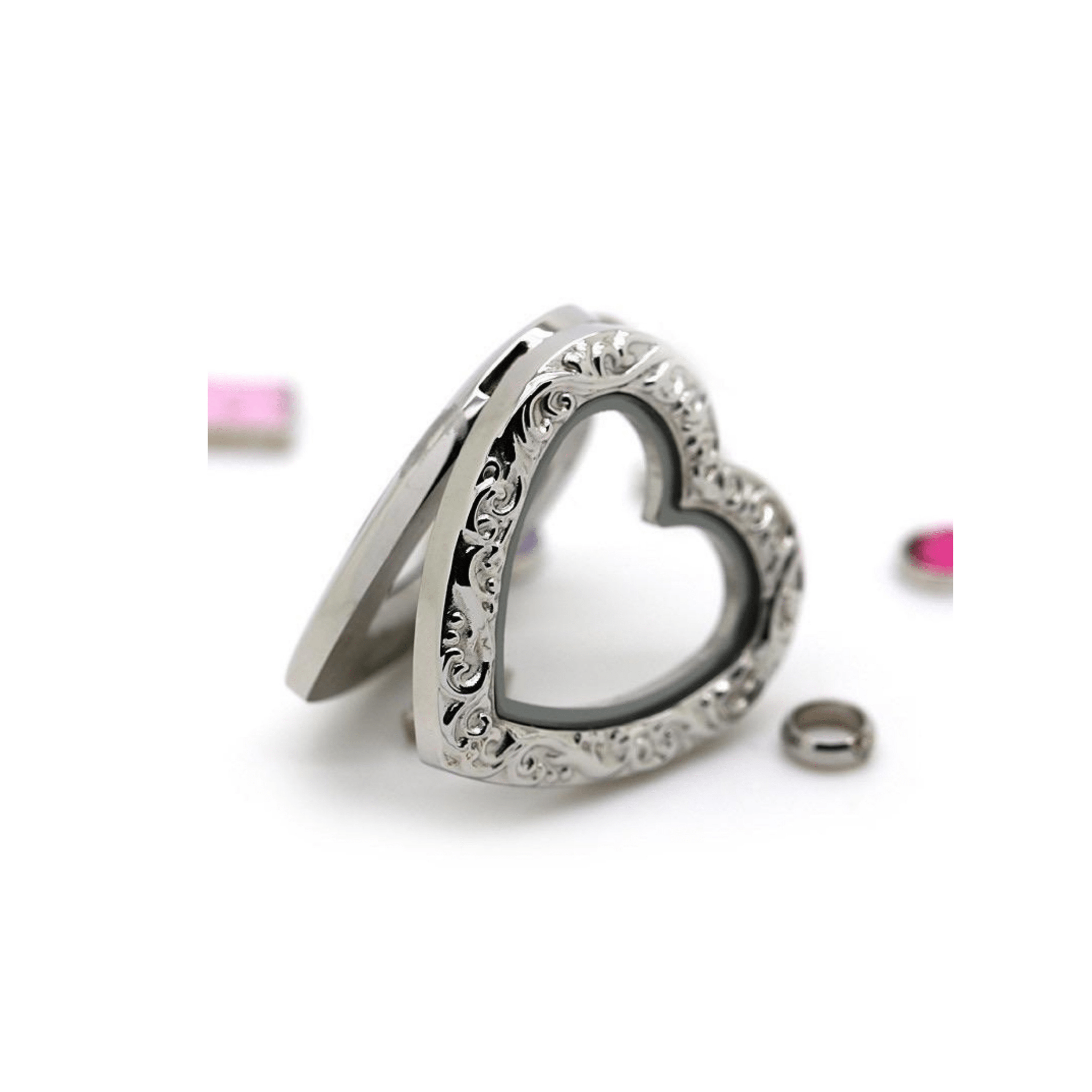 Memory Locket - Silver Filigree Heart - The Little Jewellery Company