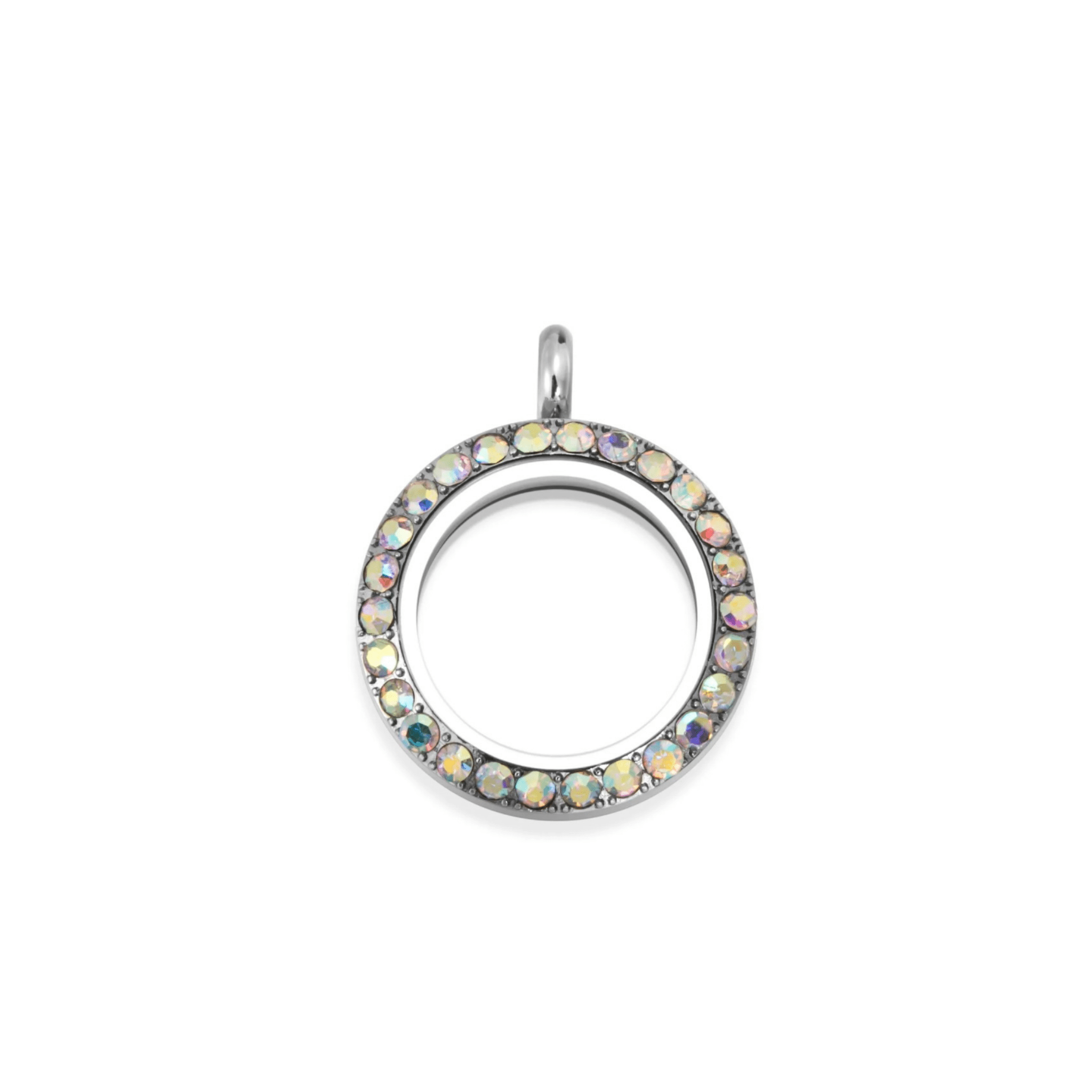 New! Memory Locket Silver Aurora Crystal - Medium - The Little Jewellery Company