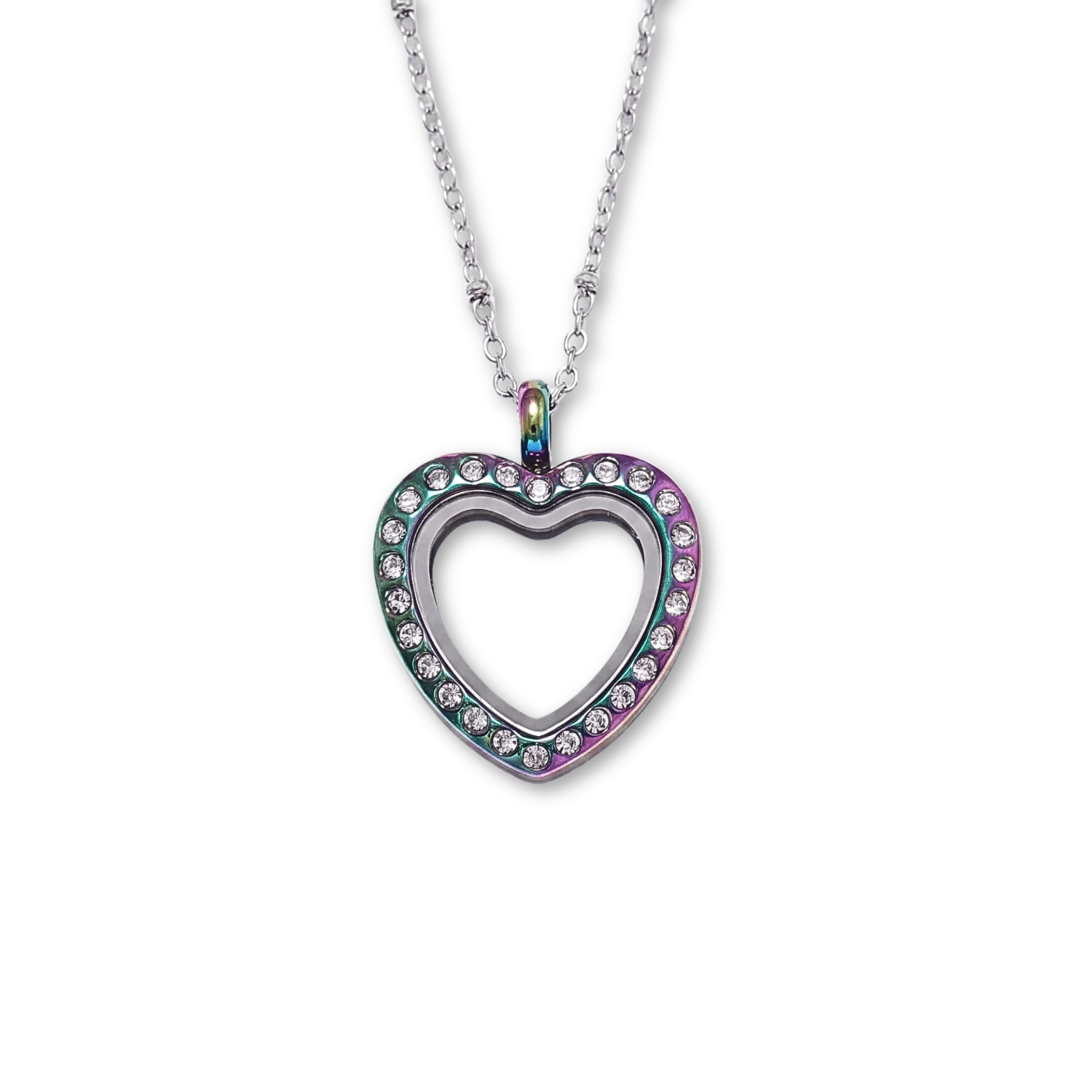 NEW! Petite Rainbow Heart Crystal Memory Locket - The Little Jewellery Company