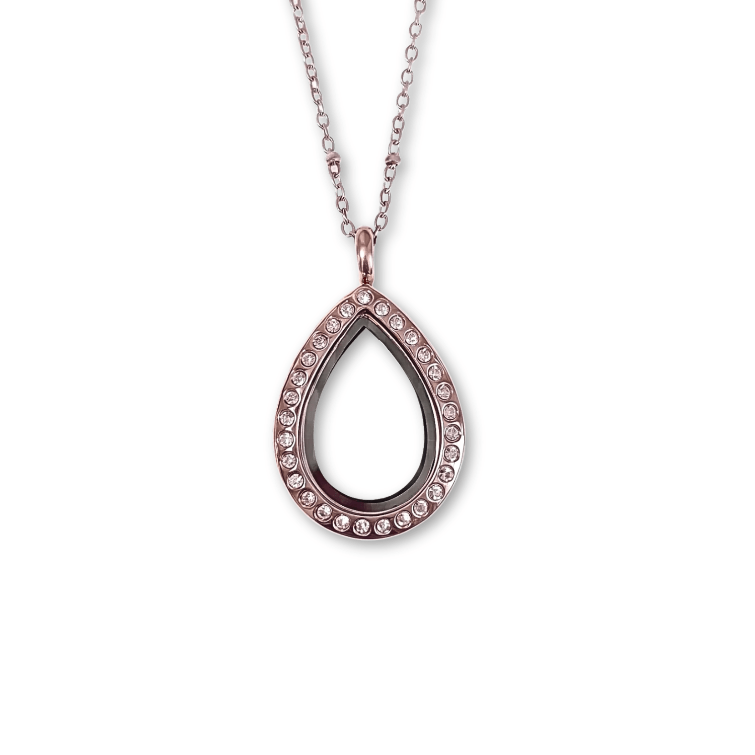 NEW! Petite Rose Gold Crystal Teardrop Memory Locket - The Little Jewellery Company
