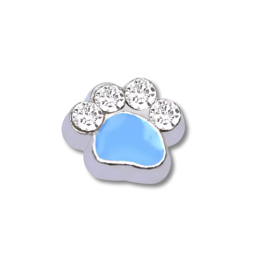Paw (Blue and Crystal) Memory Locket Charm - The Little Jewellery Company