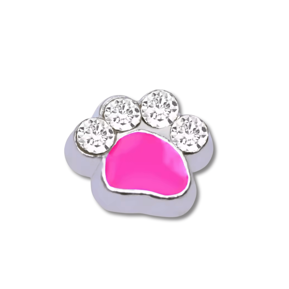 Paw (Pink and Crystal) Memory Locket Charm - The Little Jewellery Company