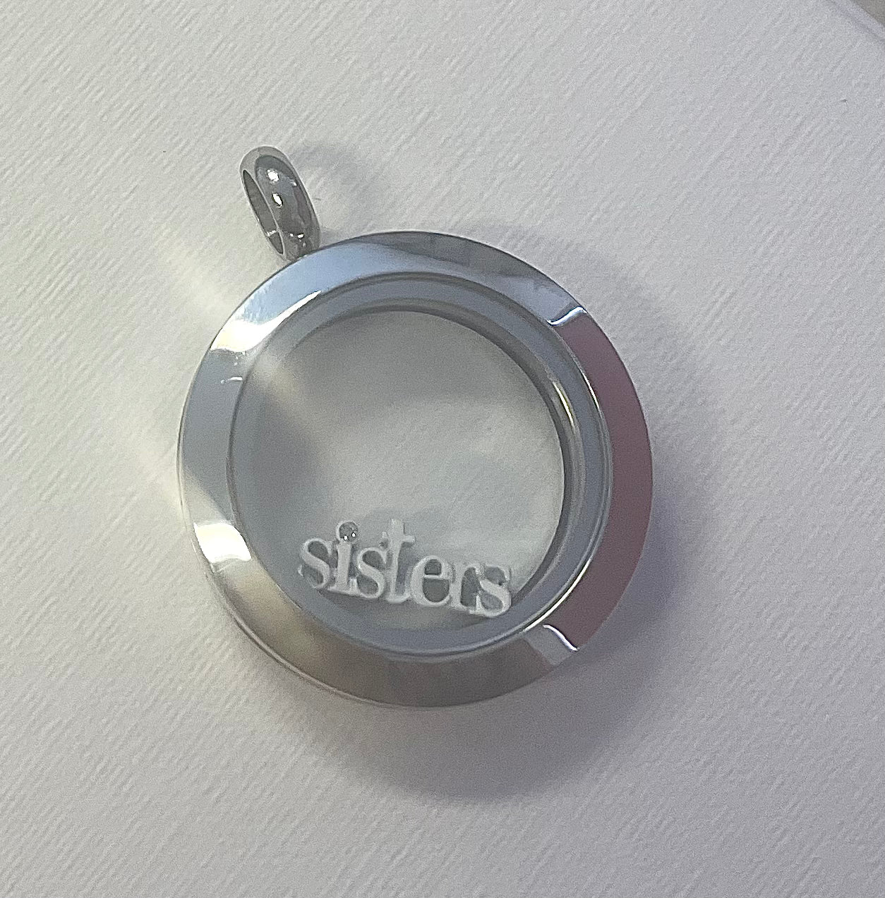 Sisters (With Crystal) Memory Locket Charm - The Little Jewellery Company