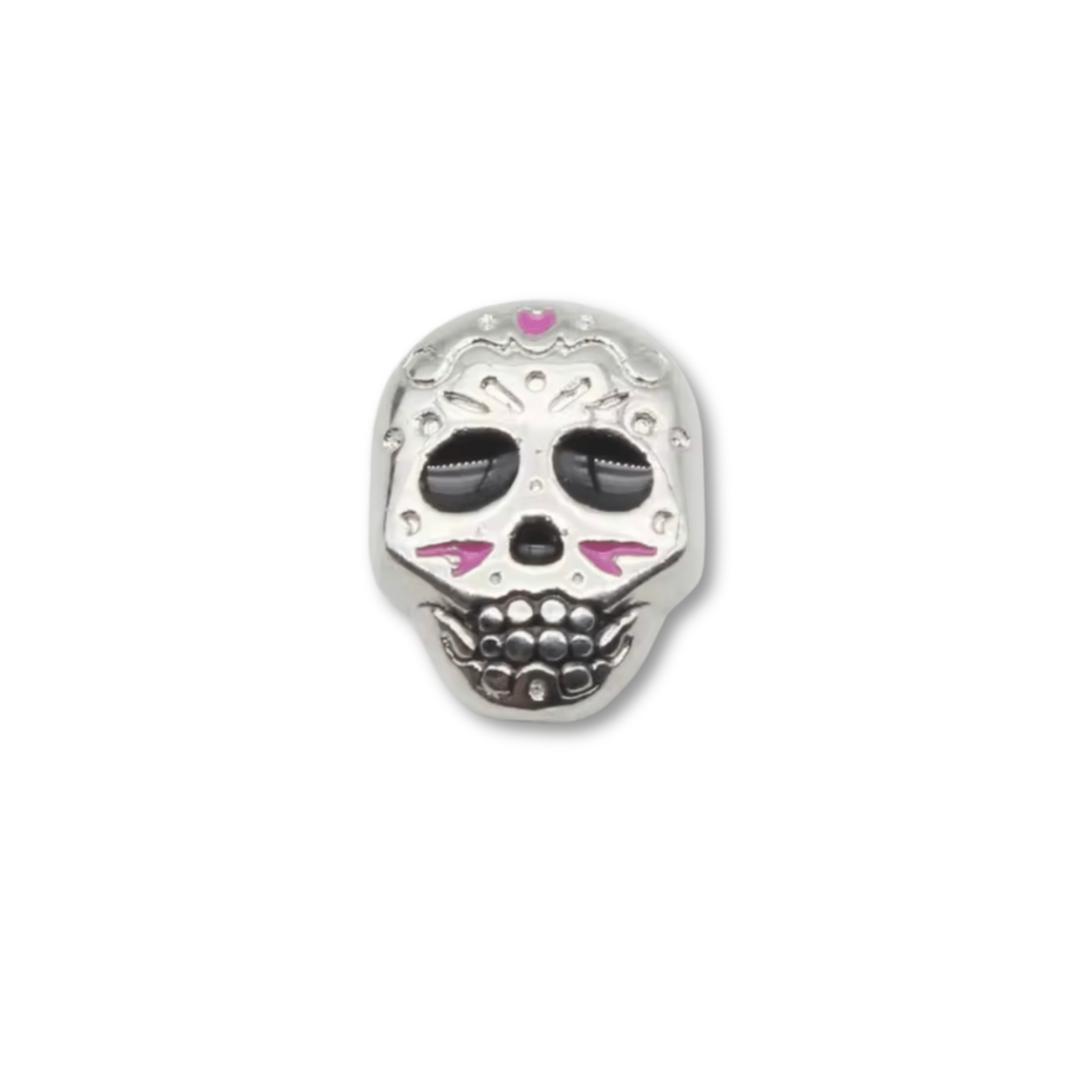 Sugar Skull (Silver) Memory Locket Charm - The Little Jewellery Company