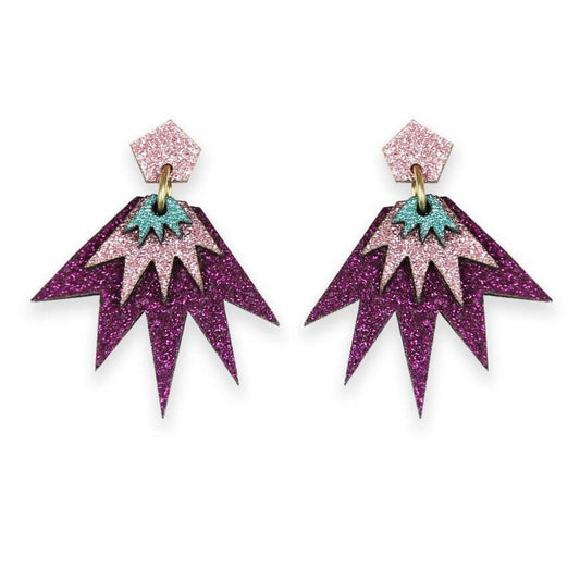 Bang Bang Drop Stud Earrings: Aubergine, Baby Pink & Jade - The Little Jewellery Company
