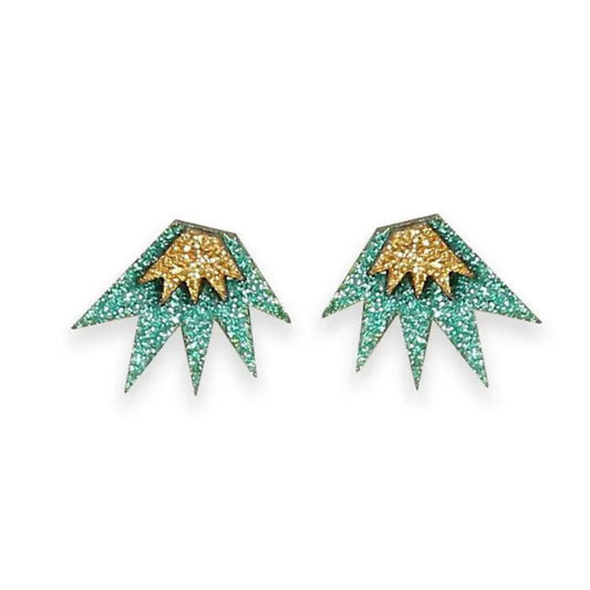 Bang Bang Mini Stud Earrings: Jade & Gold - The Little Jewellery Company