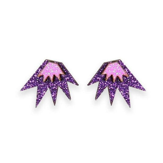 Bang Bang Mini Stud Earrings: Purple & Hot Pink - The Little Jewellery Company
