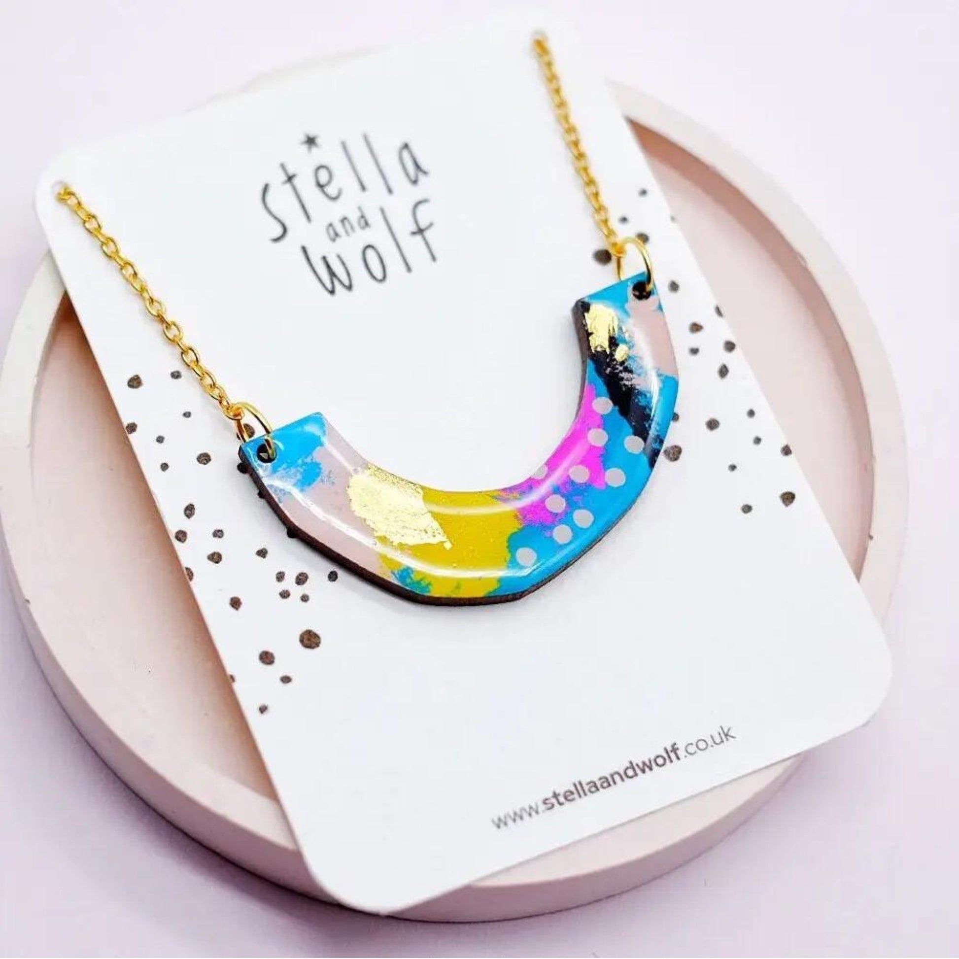 Colourful Geometric Statement Necklace - The Little Jewellery Company