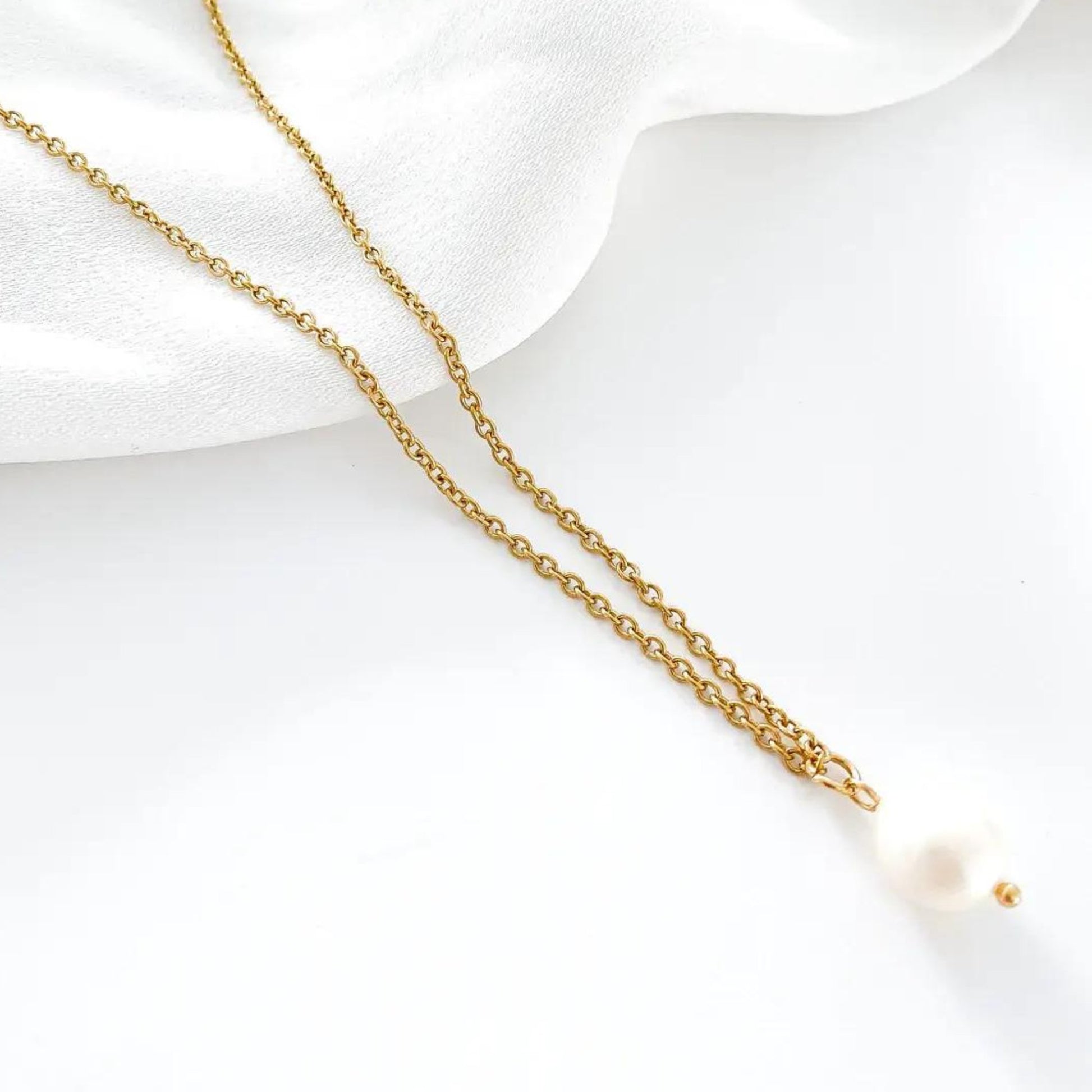 Delicate Pearl Drop Necklace Gold - The Little Jewellery Company
