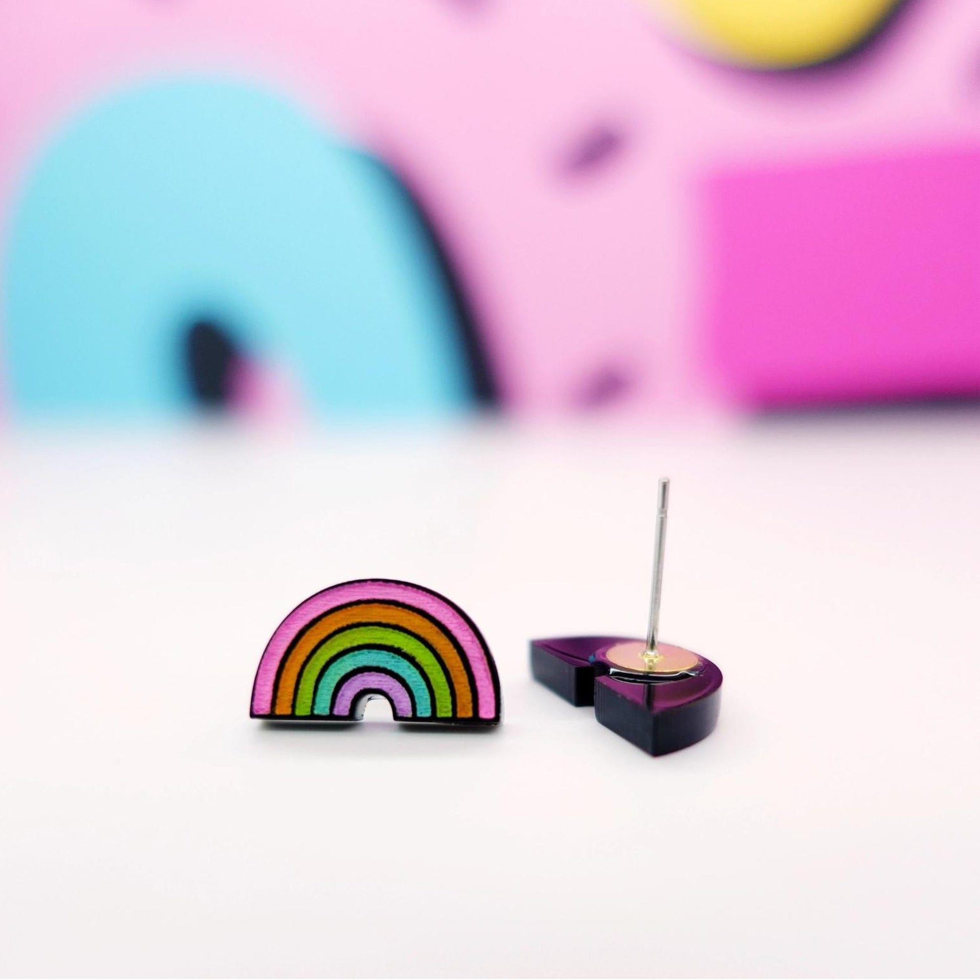 Disco Rainbow Stud Earrings - The Little Jewellery Company