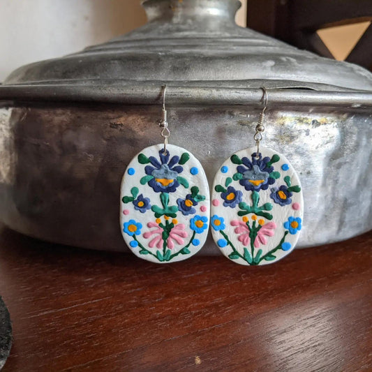 Floral Colourful Clay Earrings - The Little Jewellery Company