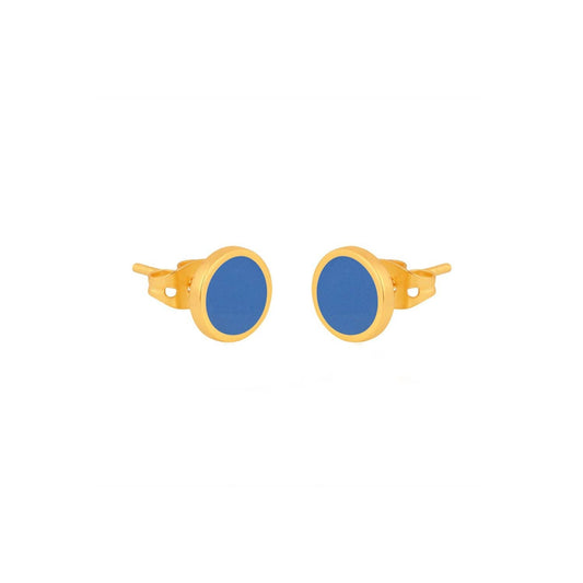 Gold and Blue Enamel Studs - The Little Jewellery Company