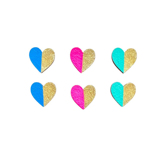 Gold Edge Hearts Earring Set - Brights - The Little Jewellery Company