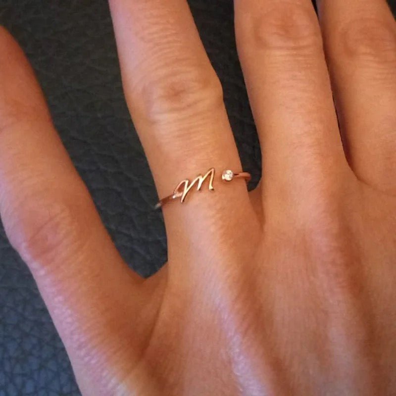 Gold Initial Ring - Q - The Little Jewellery Company