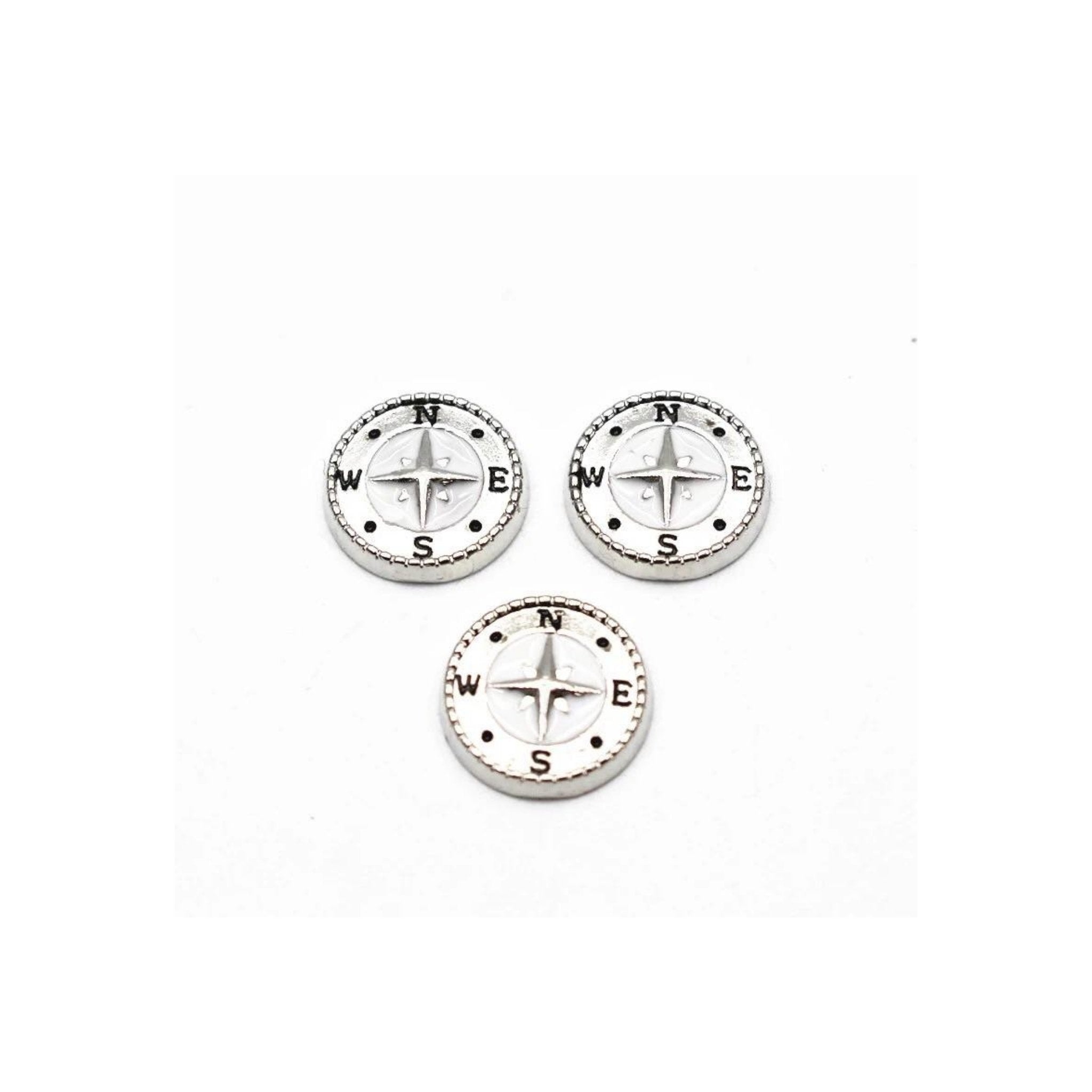 Memory Locket Charm - Compass (Silver) - The Little Jewellery Company