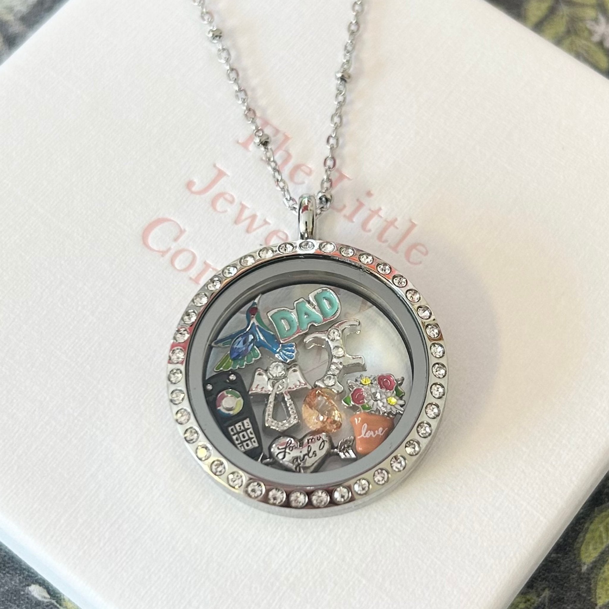 Memory Locket Silver Crystal - Large - The Little Jewellery Company