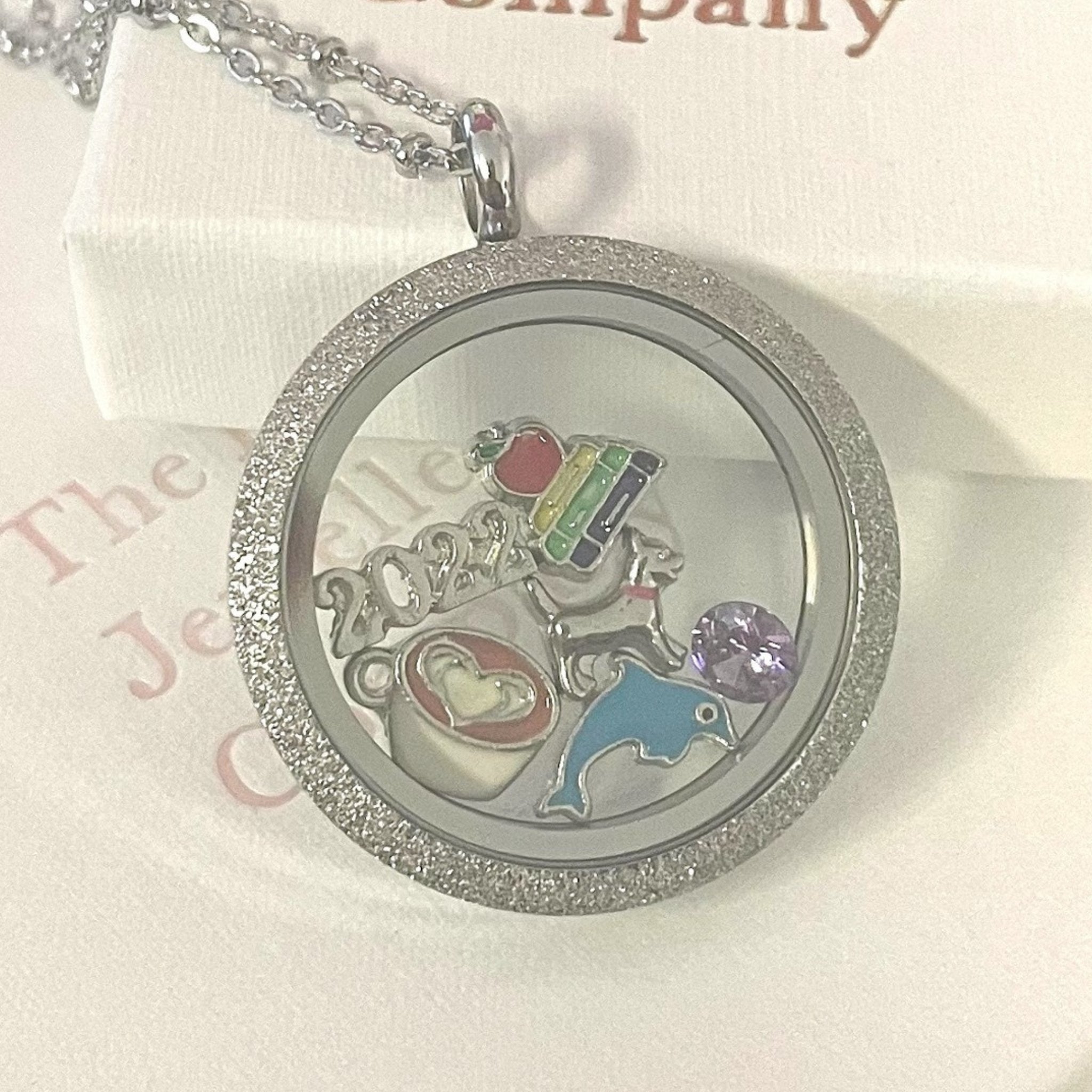 Memory Locket Silver Shimmer - Large - The Little Jewellery Company