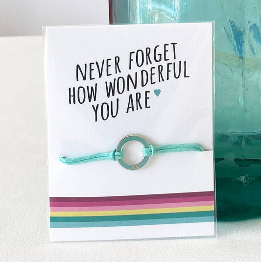 'Never forget how Wonderful You Are' Sentiment String. - The Little Jewellery Company