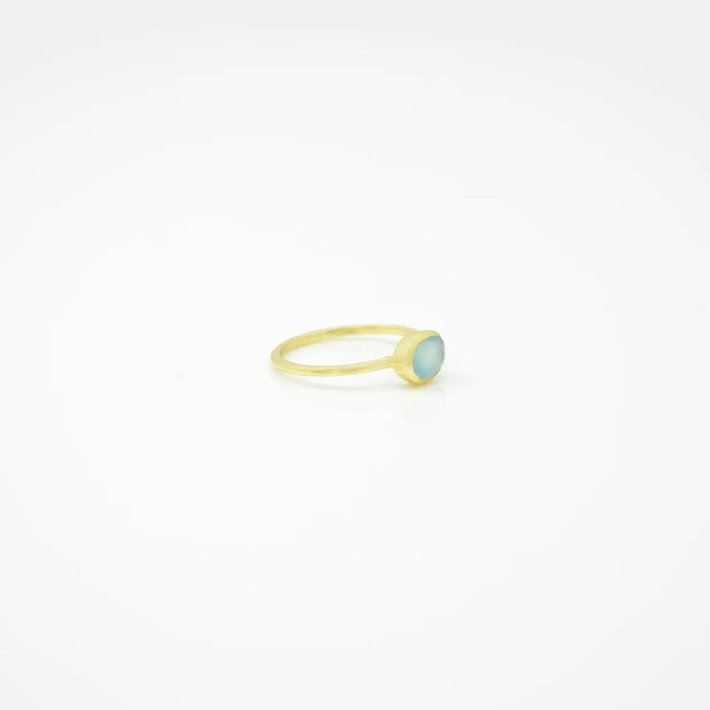 Oval Blue Chalcedony Gold Plated Ring (Sterling Silver) - The Little Jewellery Company