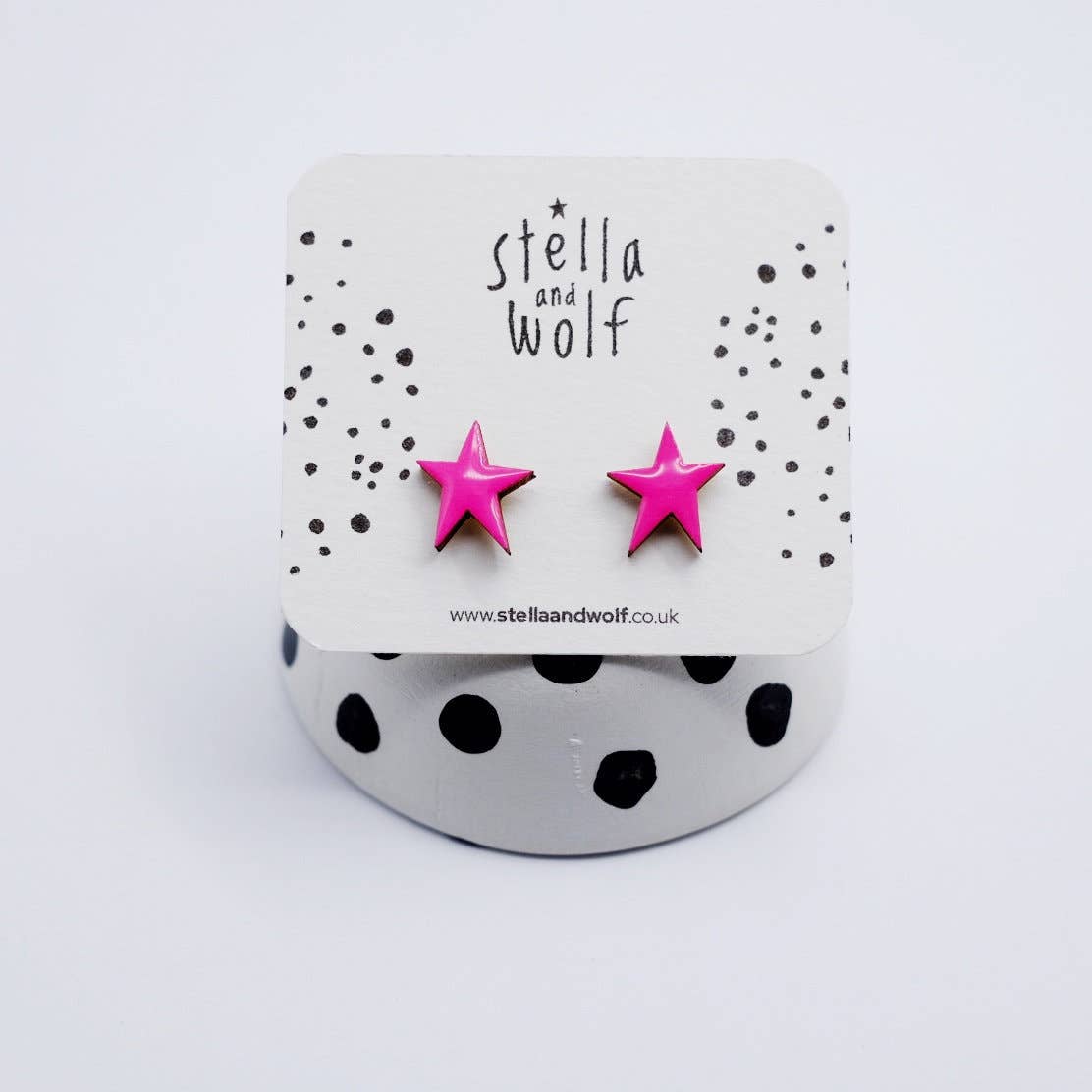 Shocking Pink Wonky Star Studs - The Little Jewellery Company