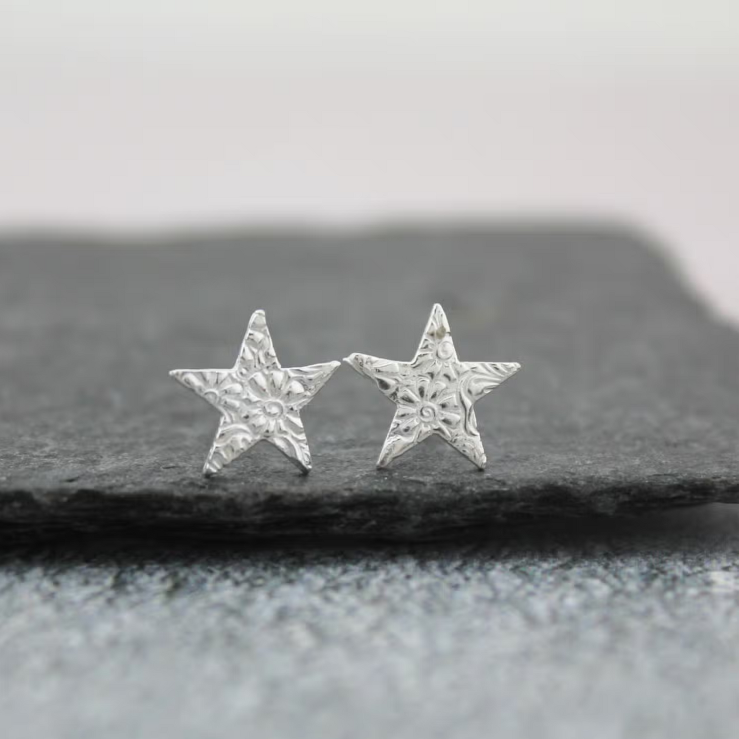 Sterling Silver Textured Star Studs