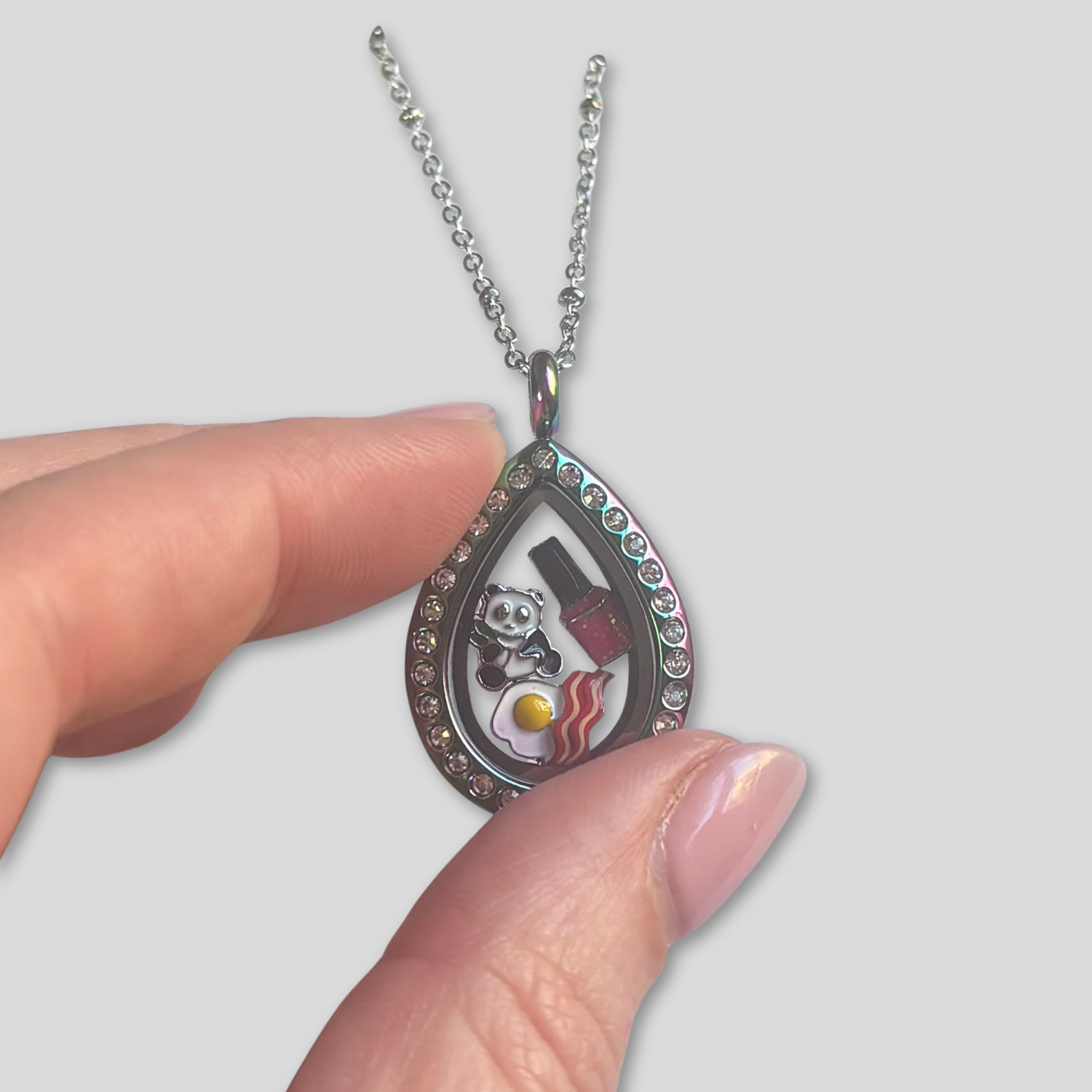 NEW! Petite Rainbow Crystal Teardrop Memory Locket